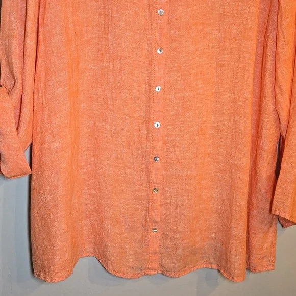 Tahari Linen Long Convertable Sleeves Lagenlook Coastal Tunic Blouse Shirt NWOT - Picture 4 of 14